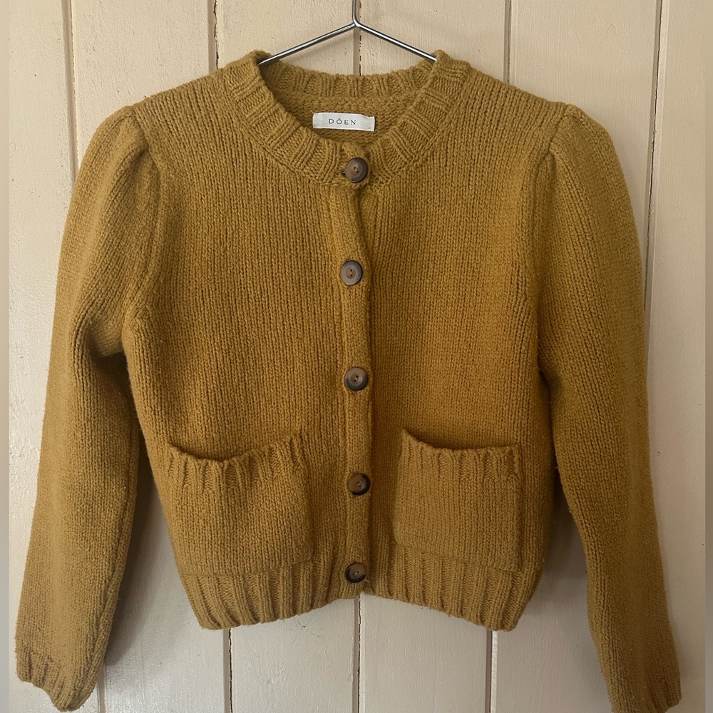 Doen Risette Cardigan Mustard Size Small Wool
